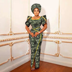 Luxury African Women’s Shimmering Evening Gown with Headwrap – Elegant Party & Special Occasion Dress - Free Delivery