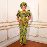 Luxury African Women’s Shimmering Evening Gown with Headwrap – Elegant Party & Special Occasion Dress - Free Delivery