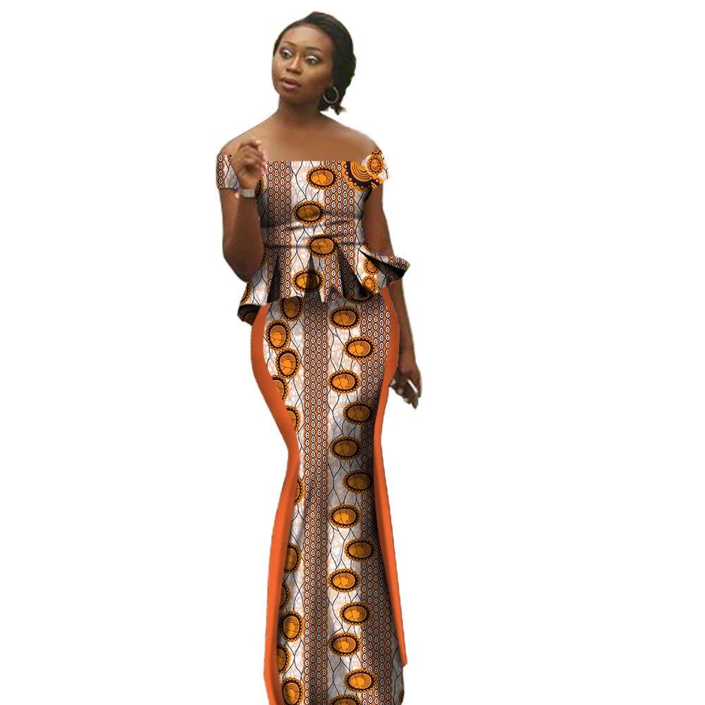 Luxury Bazin Riche African 2PC Set for Women – Elegant Top & High - Waist Maxi Skirt - Free Delivery only at Flexi Africa