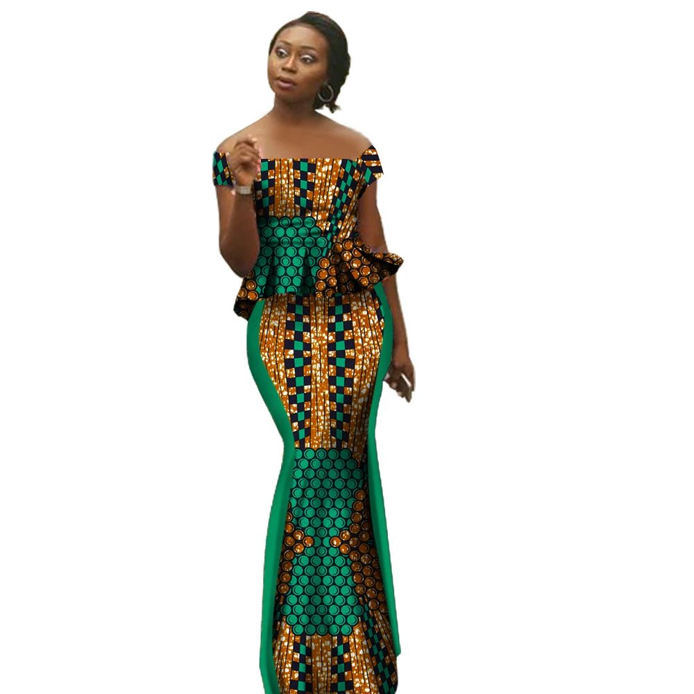 Luxury Bazin Riche African 2PC Set for Women – Elegant Top & High - Waist Maxi Skirt - Free Delivery only at Flexi Africa