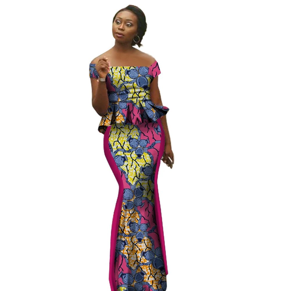Luxury Bazin Riche African 2PC Set for Women – Elegant Top & High - Waist Maxi Skirt - Free Delivery only at Flexi Africa
