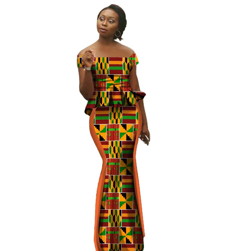 Luxury Bazin Riche African 2PC Set for Women – Elegant Top & High - Waist Maxi Skirt - Free Delivery only at Flexi Africa