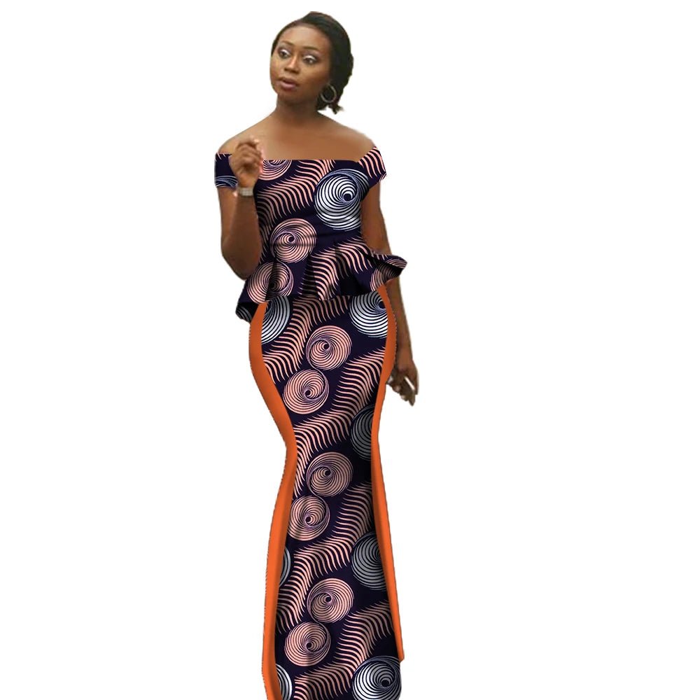 Luxury Bazin Riche African 2PC Set for Women – Elegant Top & High - Waist Maxi Skirt - Free Delivery only at Flexi Africa