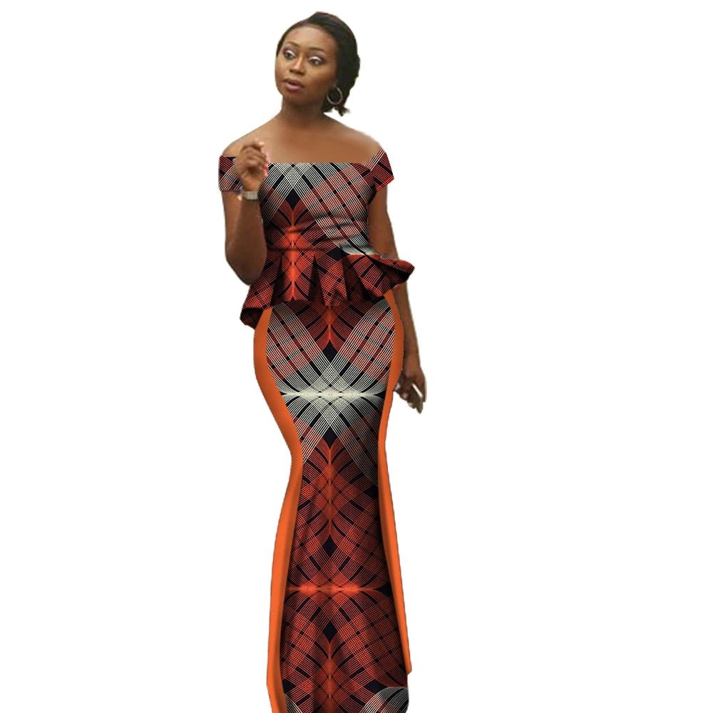 Luxury Bazin Riche African 2PC Set for Women – Elegant Top & High - Waist Maxi Skirt - Free Delivery only at Flexi Africa