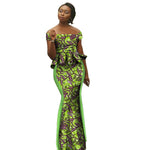 Luxury Bazin Riche African 2PC Set for Women – Elegant Top & High - Waist Maxi Skirt - Free Delivery only at Flexi Africa