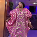 Luxury Jacquard African Dresses for Women – Elegant Loose Fit Traditional Fashion Gown - Free Delivery Worldwide only at Flexi Africa
