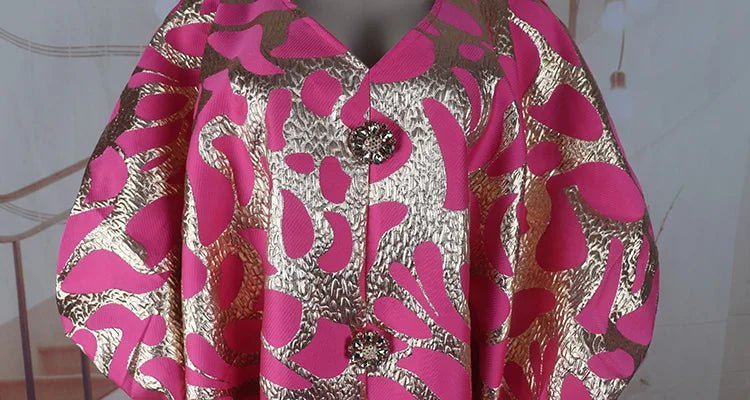 Luxury Jacquard African Dresses for Women – Elegant Loose Fit Traditional Fashion Gown - Free Delivery Worldwide only at Flexi Africa