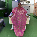 Luxury Jacquard African Dresses for Women – Elegant Loose Fit Traditional Fashion Gown - Free Delivery Worldwide only at Flexi Africa