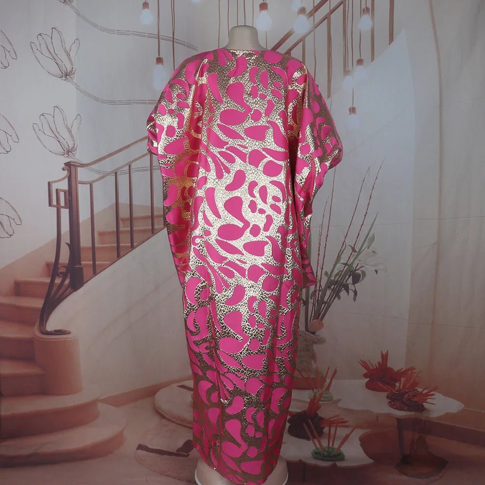 Luxury Jacquard African Dresses for Women – Elegant Loose Fit Traditional Fashion Gown - Free Delivery Worldwide only at Flexi Africa