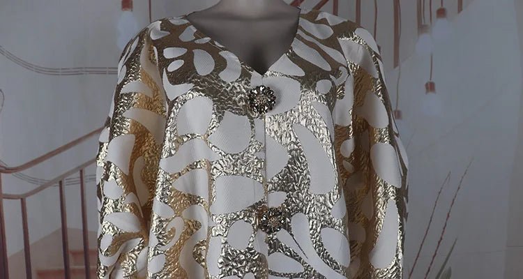 Luxury Jacquard African Dresses for Women – Elegant Loose Fit Traditional Fashion Gown - Free Delivery Worldwide only at Flexi Africa