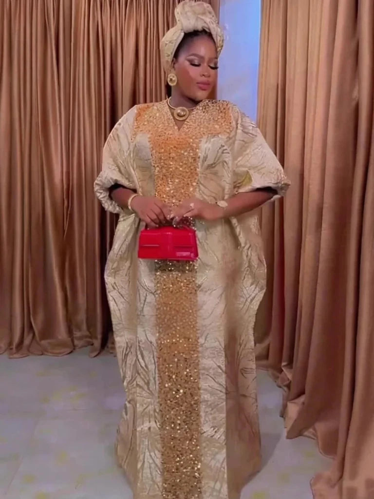 Luxury Sequin Abaya – African Kaftan Boubou Evening Party Dress - Free Delivery Worldwide only at Flexi Africa