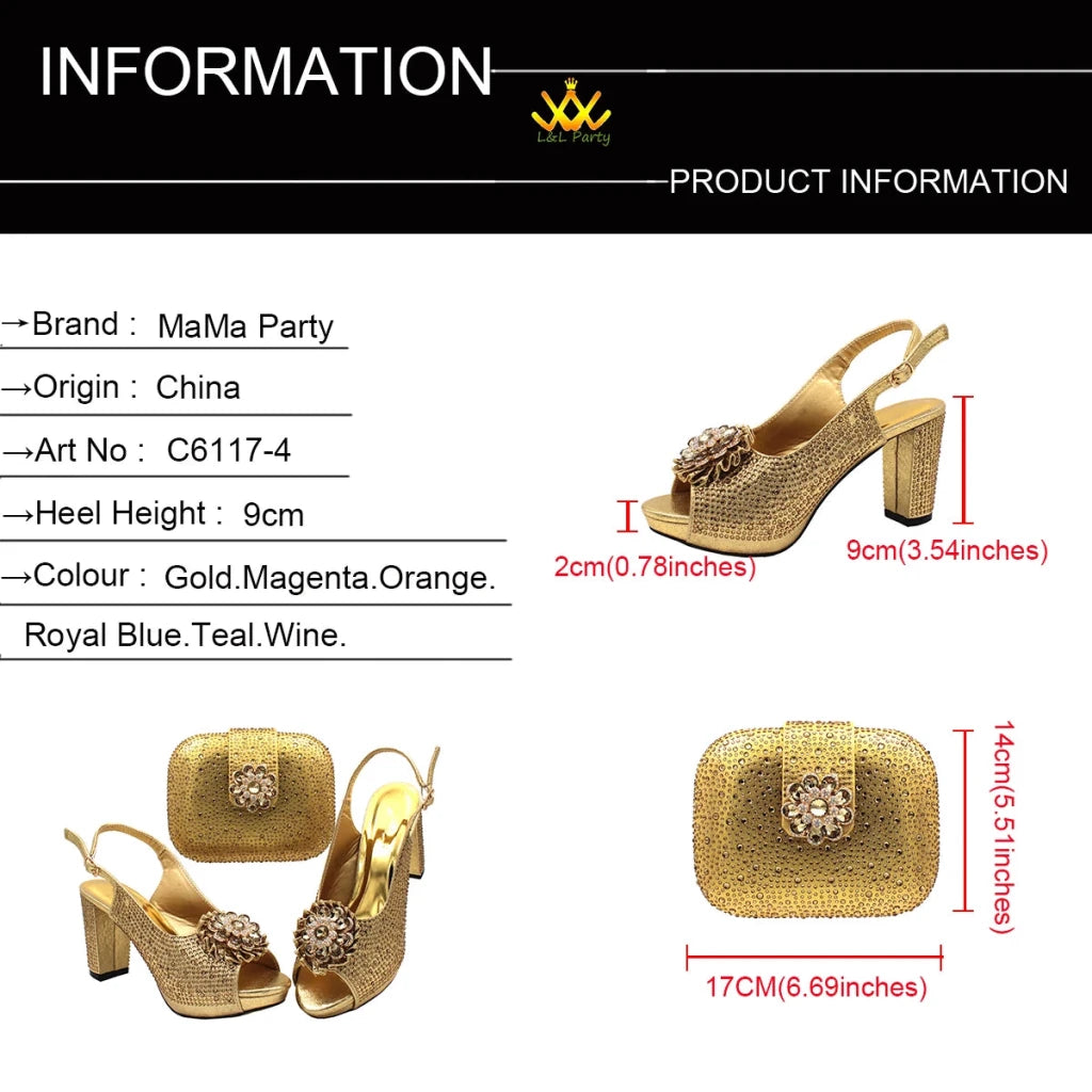Magenta Crystal African Party Shoes and Matching Bag Set for Women – Elegant Special Design Ladies Occasion Set - Free Delivery Worldwide only at Flexi Africa