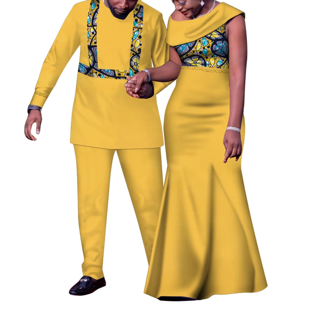 Matching African Couple Outfits – Dashiki Print Men’s Suit & Women’s Dress Set - Free Delivery Worldwide only at Flexi Africa