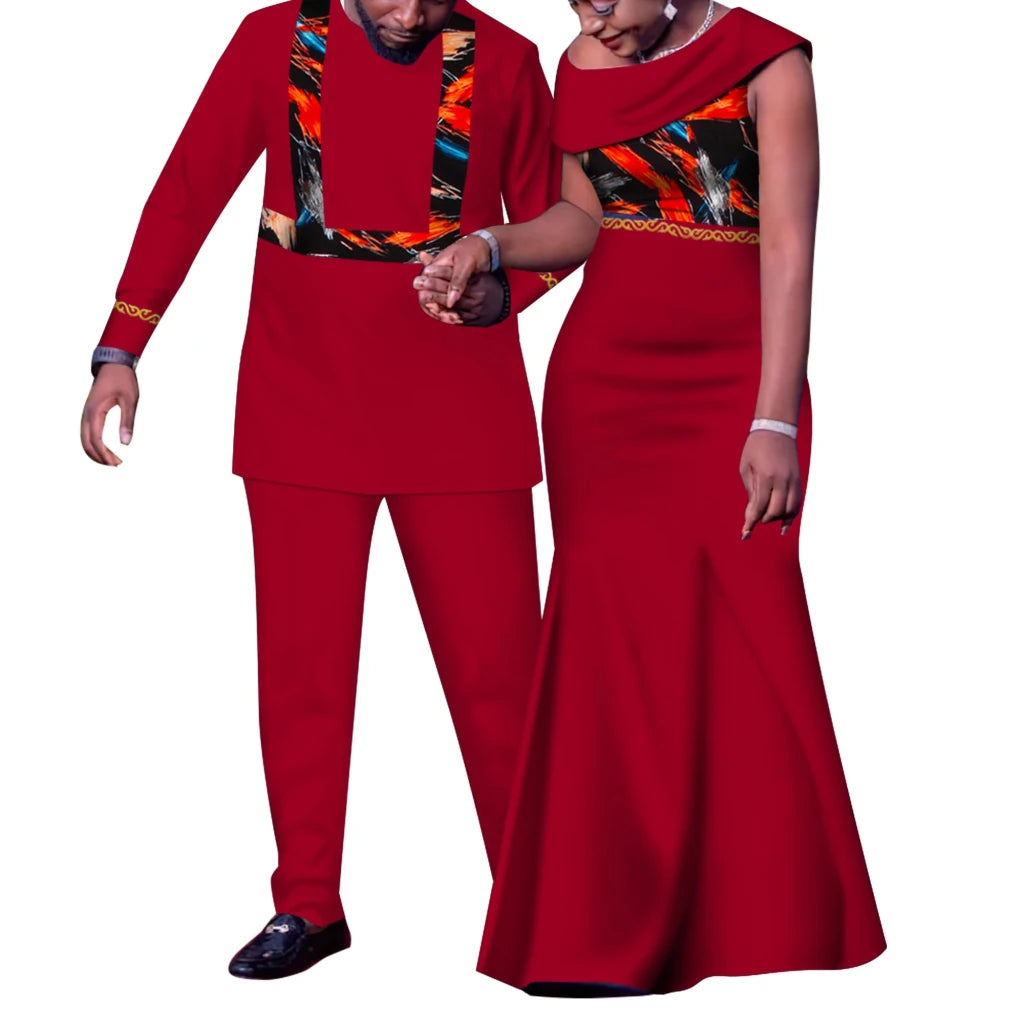Matching African Couple Outfits – Dashiki Print Men’s Suit & Women’s Dress Set - Free Delivery Worldwide only at Flexi Africa