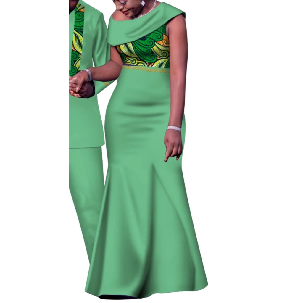 Matching African Couple Outfits – Dashiki Print Men’s Suit & Women’s Dress Set - Free Delivery Worldwide only at Flexi Africa