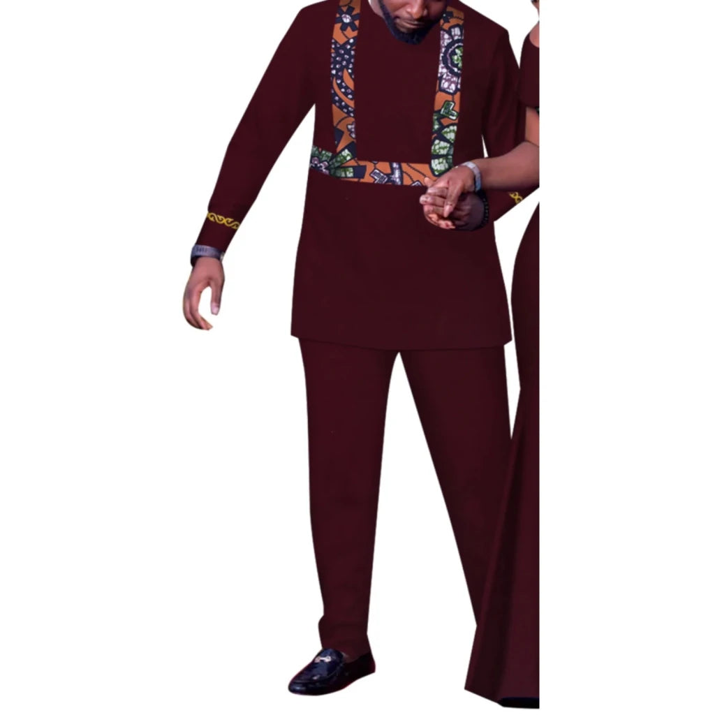 Matching African Couple Outfits – Dashiki Print Men’s Suit & Women’s Dress Set - Free Delivery Worldwide only at Flexi Africa