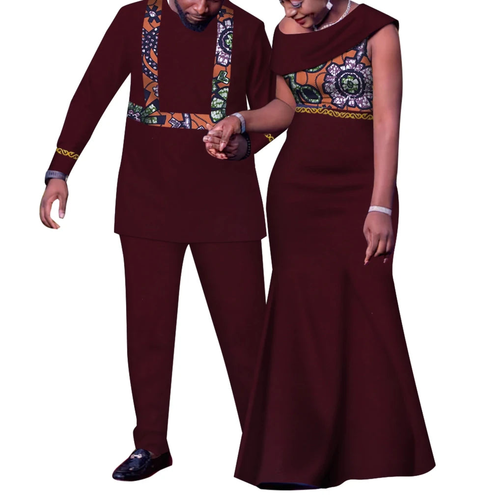 Matching African Couple Outfits – Dashiki Print Men’s Suit & Women’s Dress Set - Free Delivery Worldwide only at Flexi Africa
