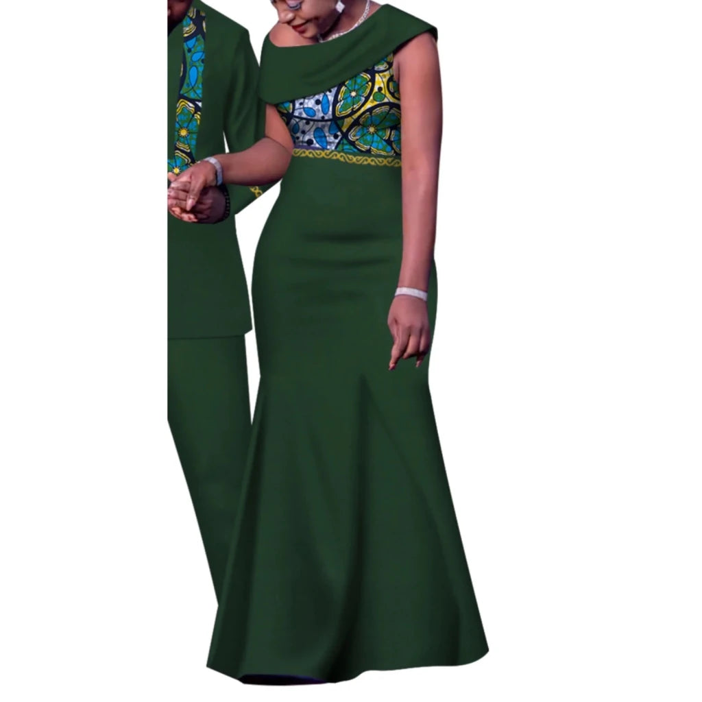 Matching African Couple Outfits – Dashiki Print Men’s Suit & Women’s Dress Set - Free Delivery Worldwide only at Flexi Africa