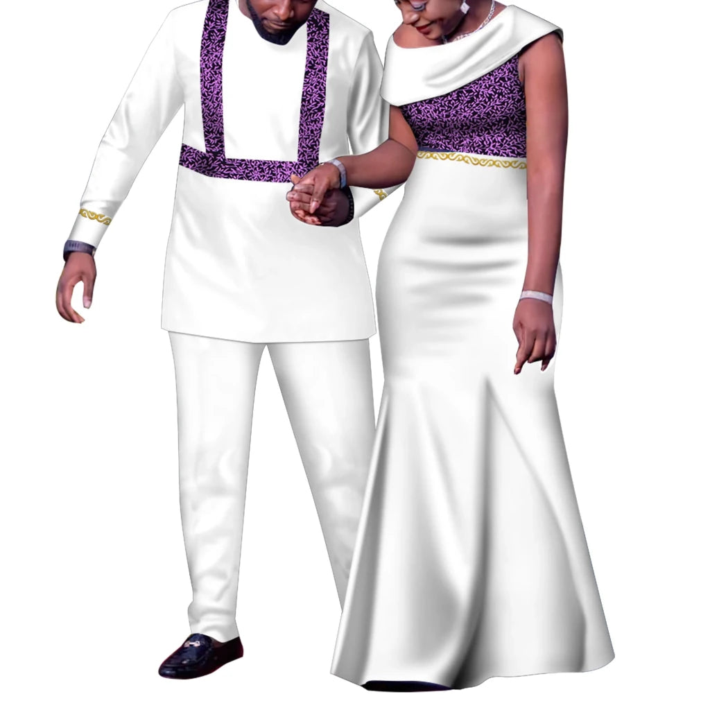 Matching African Couple Outfits – Dashiki Print Men’s Suit & Women’s Dress Set - Free Delivery Worldwide only at Flexi Africa