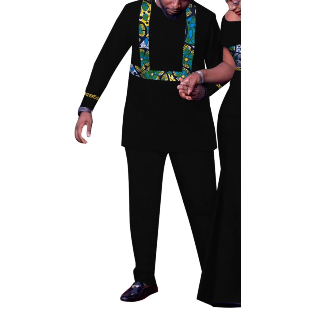 Matching African Couple Outfits – Dashiki Print Men’s Suit & Women’s Dress Set - Free Delivery Worldwide only at Flexi Africa
