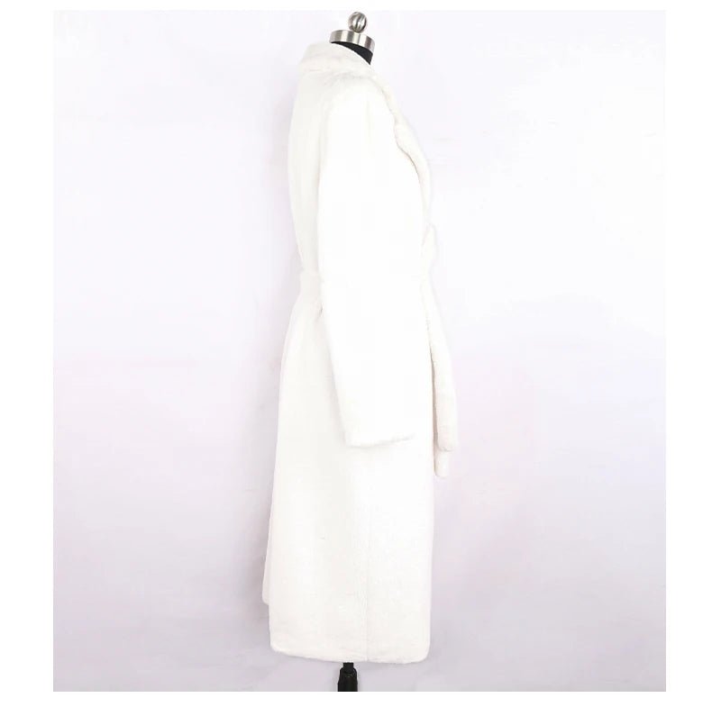 Mauroicardi Winter Long White Black Warm Thick Soft Flowy Fluffy Faux Fur Coat Women Sashes Loose Casual Furry Overcoat 2024 - Free Delivery Worldwide only at Flexi Africa