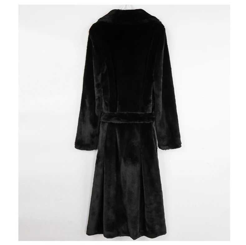 Mauroicardi Winter Long White Black Warm Thick Soft Flowy Fluffy Faux Fur Coat Women Sashes Loose Casual Furry Overcoat 2024 - Free Delivery Worldwide only at Flexi Africa