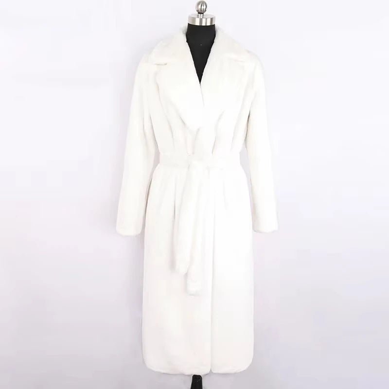 Mauroicardi Winter Long White Black Warm Thick Soft Flowy Fluffy Faux Fur Coat Women Sashes Loose Casual Furry Overcoat 2024 - Free Delivery Worldwide only at Flexi Africa
