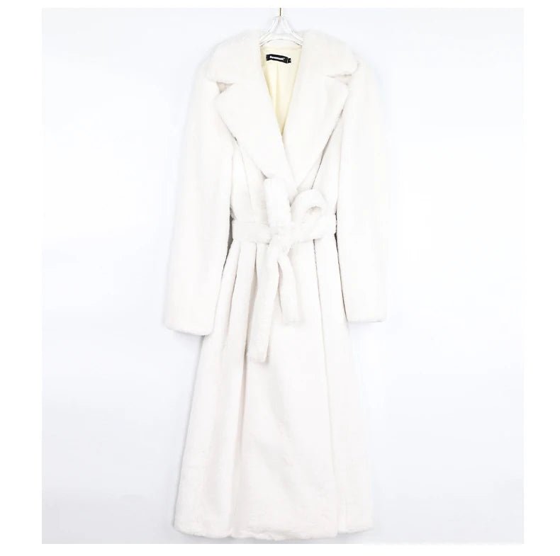 Mauroicardi Winter Long White Black Warm Thick Soft Flowy Fluffy Faux Fur Coat Women Sashes Loose Casual Furry Overcoat 2024 - Free Delivery Worldwide only at Flexi Africa