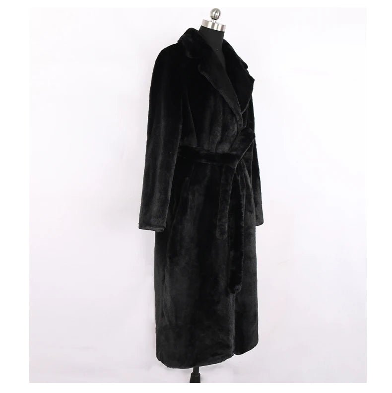 Mauroicardi Winter Long White Black Warm Thick Soft Flowy Fluffy Faux Fur Coat Women Sashes Loose Casual Furry Overcoat 2024 - Free Delivery Worldwide only at Flexi Africa