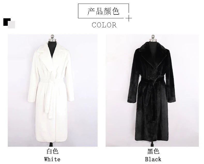 Mauroicardi Winter Long White Black Warm Thick Soft Flowy Fluffy Faux Fur Coat Women Sashes Loose Casual Furry Overcoat 2024 - Free Delivery Worldwide only at Flexi Africa
