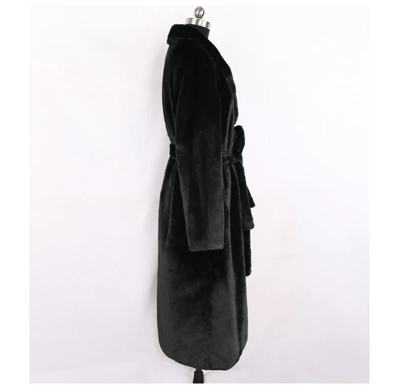 Mauroicardi Winter Long White Black Warm Thick Soft Flowy Fluffy Faux Fur Coat Women Sashes Loose Casual Furry Overcoat 2024 - Free Delivery Worldwide only at Flexi Africa