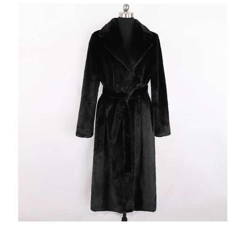 Mauroicardi Winter Long White Black Warm Thick Soft Flowy Fluffy Faux Fur Coat Women Sashes Loose Casual Furry Overcoat 2024 - Free Delivery Worldwide only at Flexi Africa