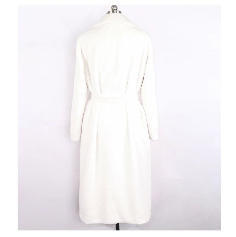 Mauroicardi Winter Long White Black Warm Thick Soft Flowy Fluffy Faux Fur Coat Women Sashes Loose Casual Furry Overcoat 2024 - Free Delivery Worldwide only at Flexi Africa