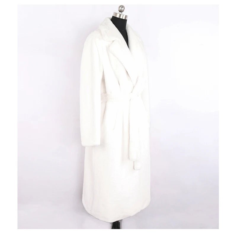 Mauroicardi Winter Long White Black Warm Thick Soft Flowy Fluffy Faux Fur Coat Women Sashes Loose Casual Furry Overcoat 2024 - Free Delivery Worldwide only at Flexi Africa