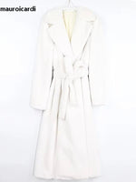 Mauroicardi Winter Long White Black Warm Thick Soft Flowy Fluffy Faux Fur Coat Women Sashes Loose Casual Furry Overcoat 2024 - Free Delivery Worldwide only at Flexi Africa