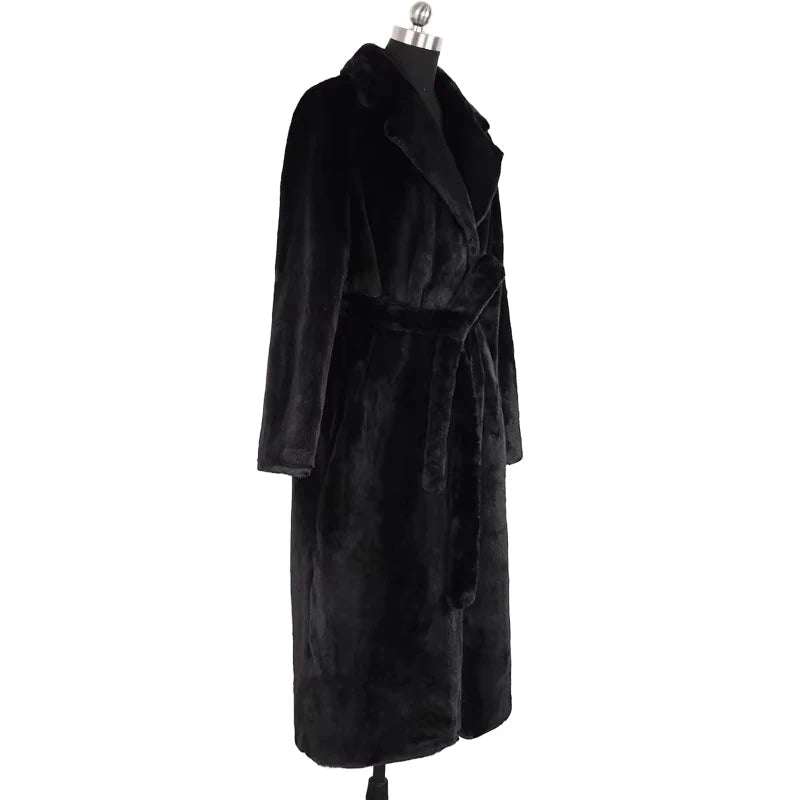 Mauroicardi Winter Long White Black Warm Thick Soft Flowy Fluffy Faux Fur Coat Women Sashes Loose Casual Furry Overcoat 2024 - Free Delivery Worldwide only at Flexi Africa