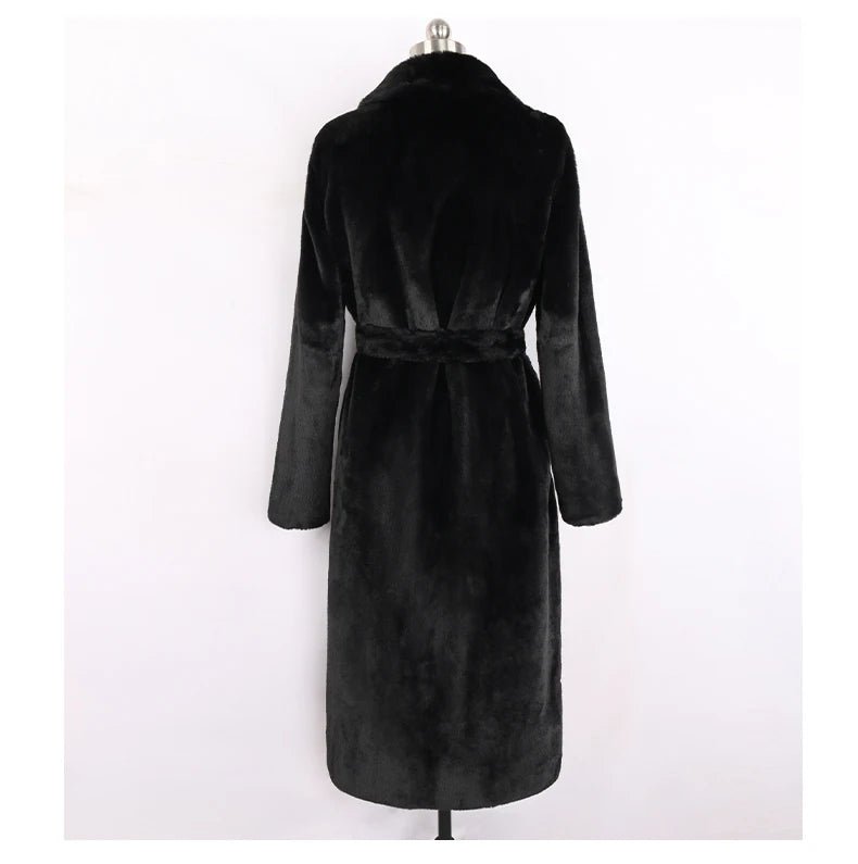 Mauroicardi Winter Long White Black Warm Thick Soft Flowy Fluffy Faux Fur Coat Women Sashes Loose Casual Furry Overcoat 2024 - Free Delivery Worldwide only at Flexi Africa