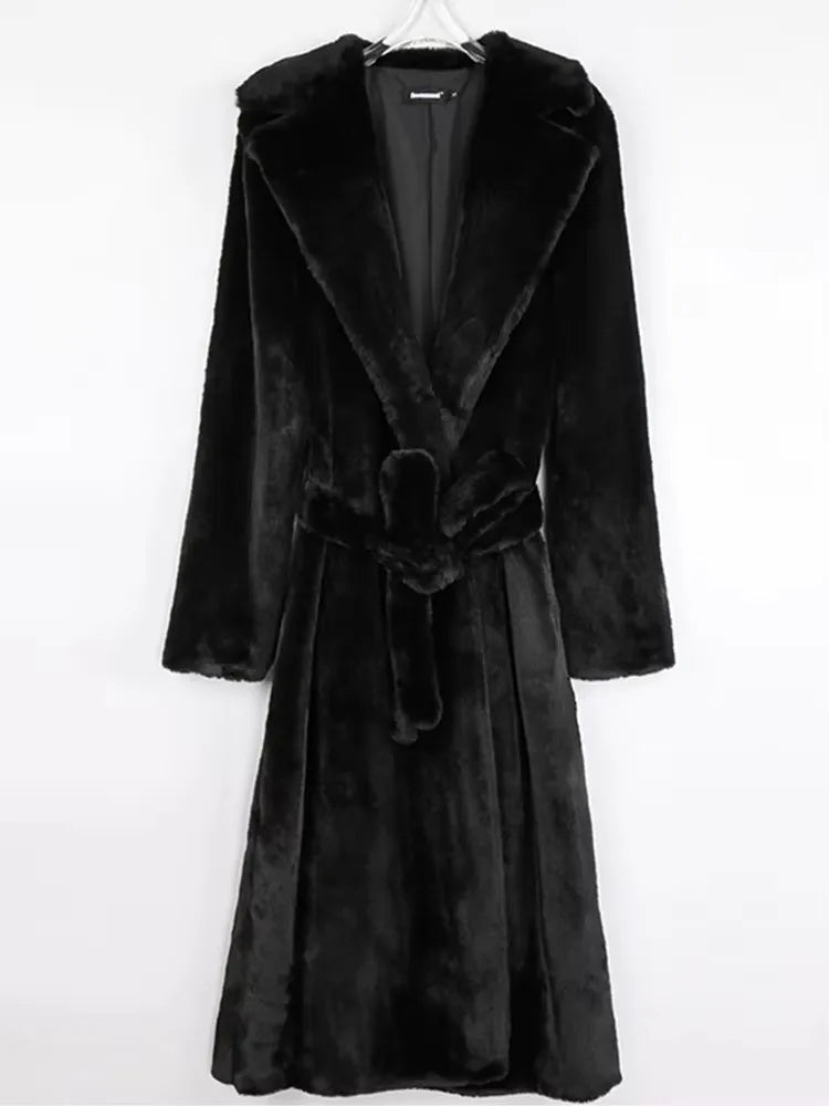 Mauroicardi Winter Long White Black Warm Thick Soft Flowy Fluffy Faux Fur Coat Women Sashes Loose Casual Furry Overcoat 2024 - Free Delivery Worldwide only at Flexi Africa