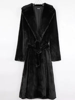 Mauroicardi Winter Long White Black Warm Thick Soft Flowy Fluffy Faux Fur Coat Women Sashes Loose Casual Furry Overcoat 2024 - Free Delivery Worldwide only at Flexi Africa