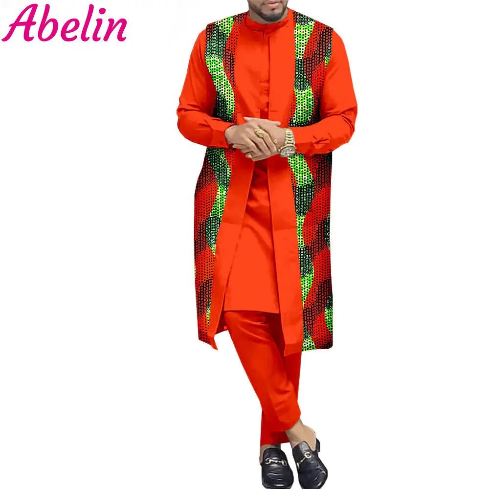 Men’s 100% Cotton African 3PC Outfit – Premium Autumn Traditional Suit Set - Free Delivery Worldwide only at Flexi Africa