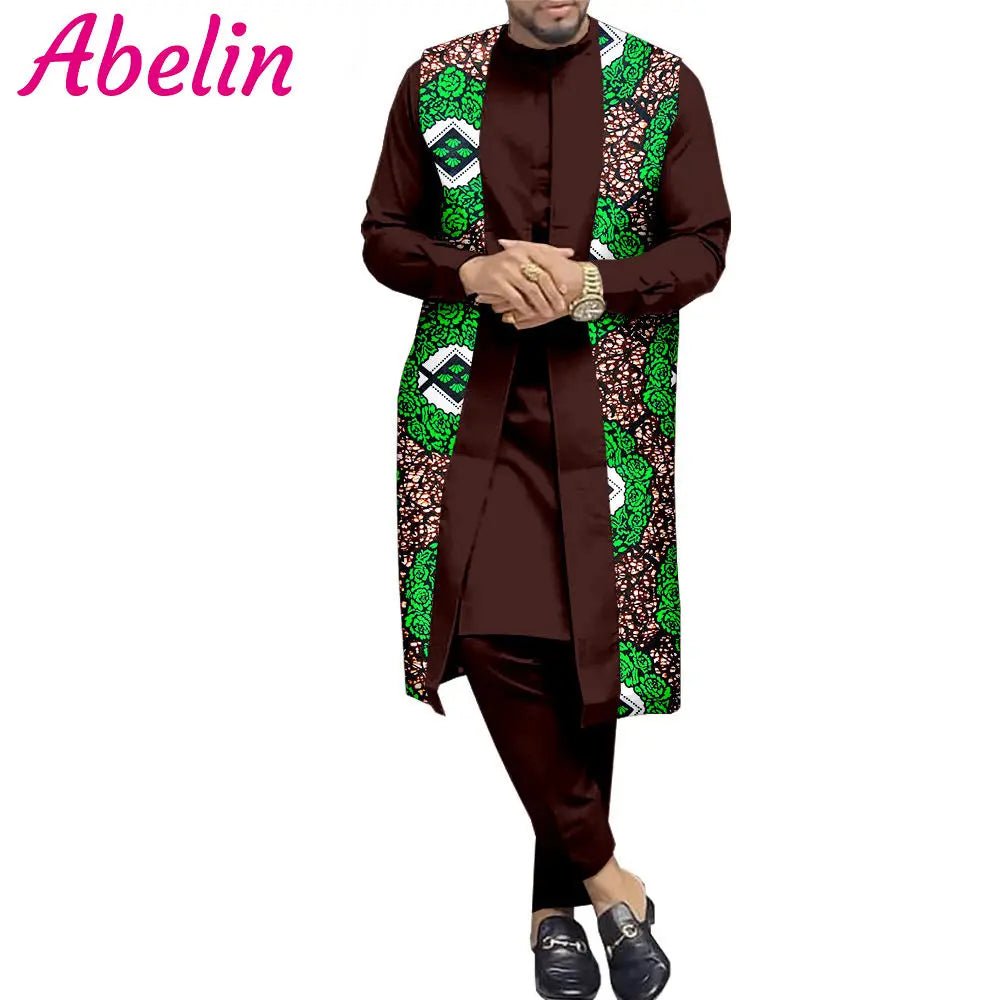 Men’s 100% Cotton African 3PC Outfit – Premium Autumn Traditional Suit Set - Free Delivery Worldwide only at Flexi Africa