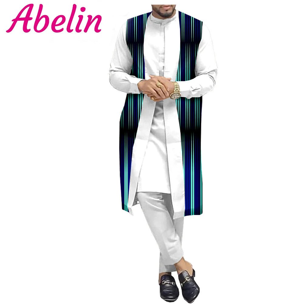 Men’s 100% Cotton African 3PC Outfit – Premium Autumn Traditional Suit Set - Free Delivery Worldwide only at Flexi Africa