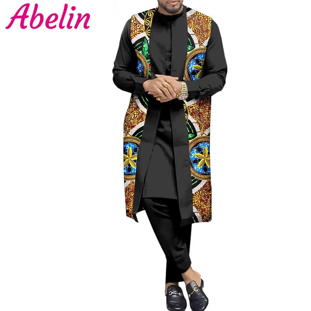 Men’s 100% Cotton African 3PC Outfit – Premium Autumn Traditional Suit Set - Free Delivery Worldwide only at Flexi Africa