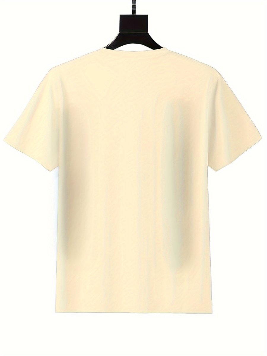 Men's 100% Cotton T-Shirt with African Map Geometric Design – Casual, Comfortable, and Unisex for All Seasons, Short Sleeve Crew Neck Tee in Beige, Casual Wear Tee | Crew Neck Shirt | 100% Cotton Fabric - Free Delivery Worldwide only at Flexi Africa