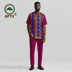 Men’s African Ankara Print Dashiki 2PC Set – O-Neck Patchwork Shirt & Pants - Free Delivery Worldwide only at Flexi Africa
