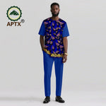 Men’s African Ankara Print Dashiki 2PC Set – O-Neck Patchwork Shirt & Pants - Free Delivery Worldwide only at Flexi Africa
