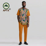 Men’s African Ankara Print Dashiki 2PC Set – O-Neck Patchwork Shirt & Pants - Free Delivery Worldwide only at Flexi Africa