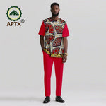 Men’s African Ankara Print Dashiki 2PC Set – O-Neck Patchwork Shirt & Pants - Free Delivery Worldwide only at Flexi Africa