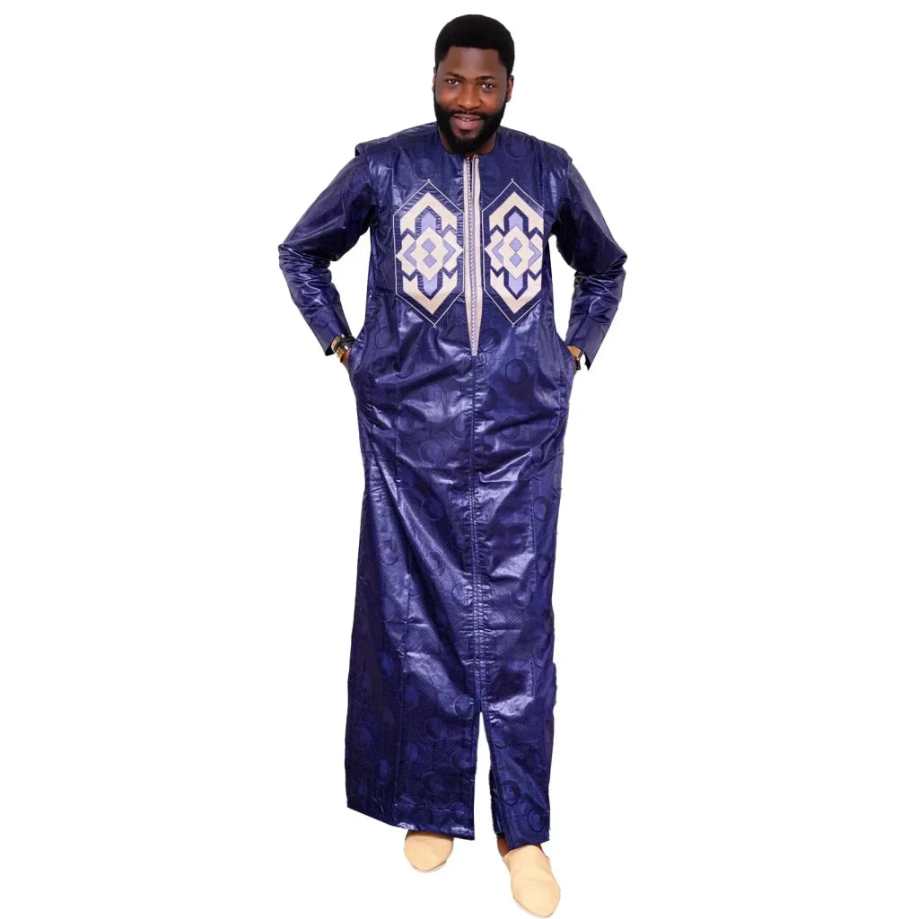 Men’s African Bazin Riche Embroidery 2PC Traditional Outfit - Free Delivery Worldwide only at Flexi Africa