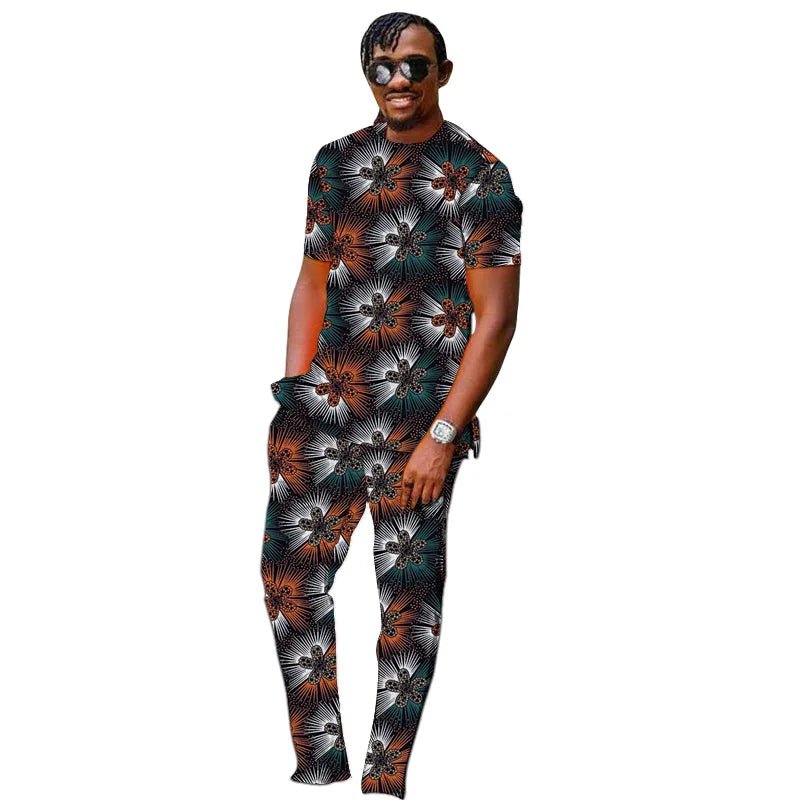 Men’s African Couture Outfit – Ankara Print Top & Pants Set - Free Delivery Worldwide only at Flexi Africa